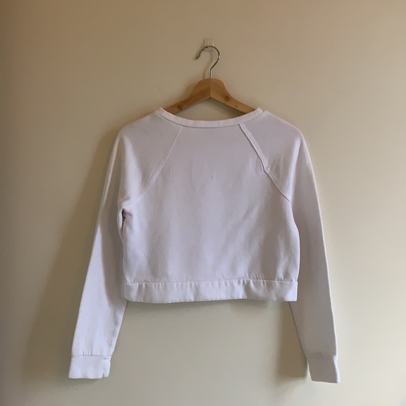 Abercrombie Kids White Floral Crop Top along Sleeve Crew Neck Sweater - Picture 4 of 7